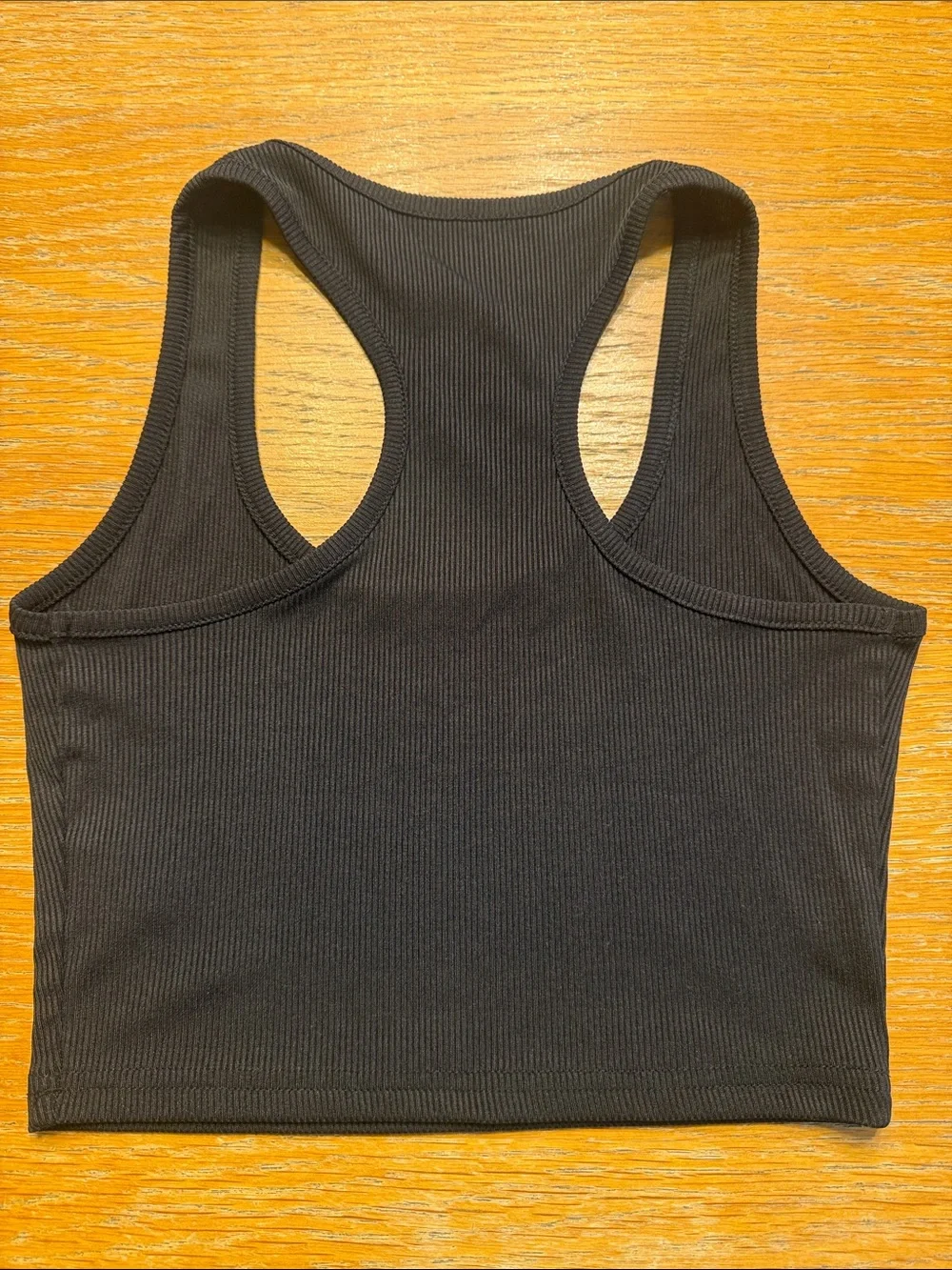 SHEIN Black Ribbed Cropped Racerback Tank - Picture 2 of 4